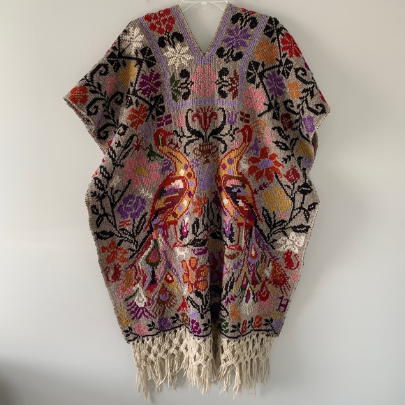 Sweaters - Woven Fringe Blanket Poncho